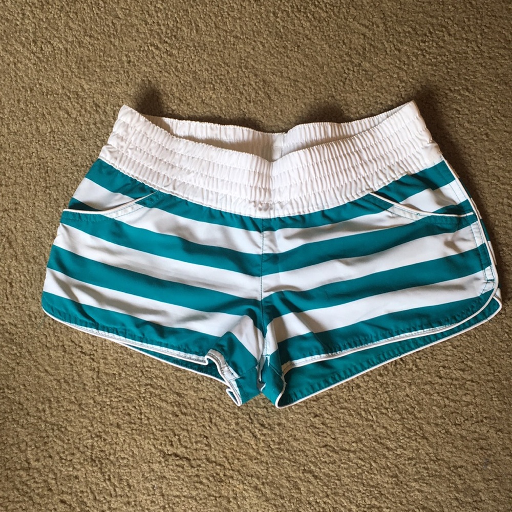 Turquoise/white striped reversible Target shorts
